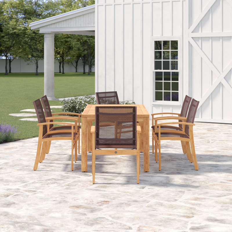 Lark Manor Anautica 6 - Person Rectangular Teak Outdoor Dining Set ...